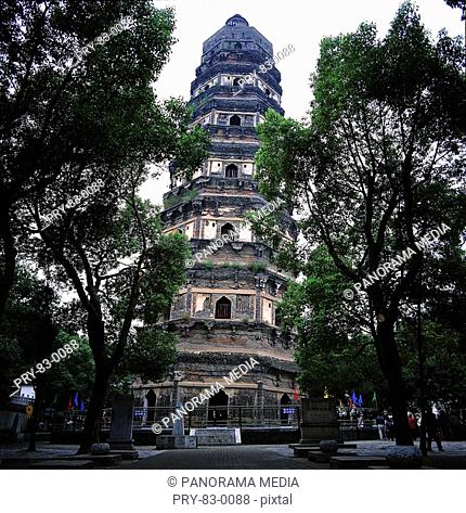 Chinese Buddhist Pagoda of Huqiu in Suzhou city, Jiangsu Province