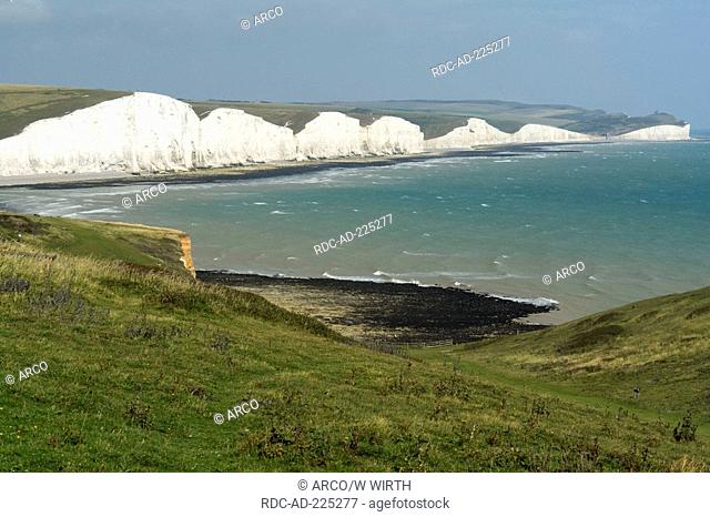 Seven Sisters, South Downs, Sussex, England, chalk cliff, cliffed coast