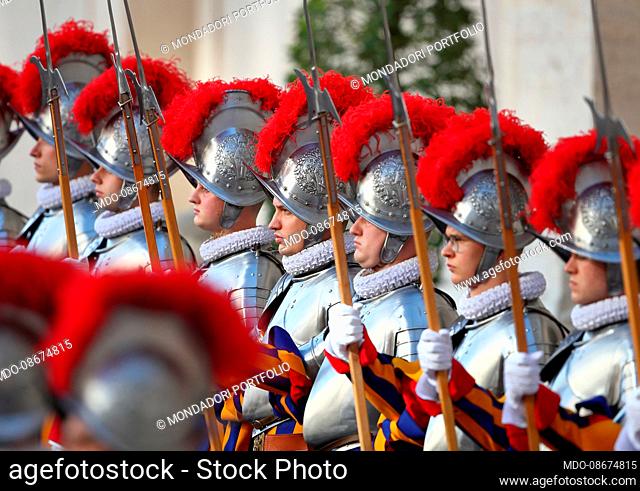 Oath of the new recruits of the Pontifical Swiss Guard in the San Damaso Courtyard of the Vatican Apostolic Palace. For the occasion