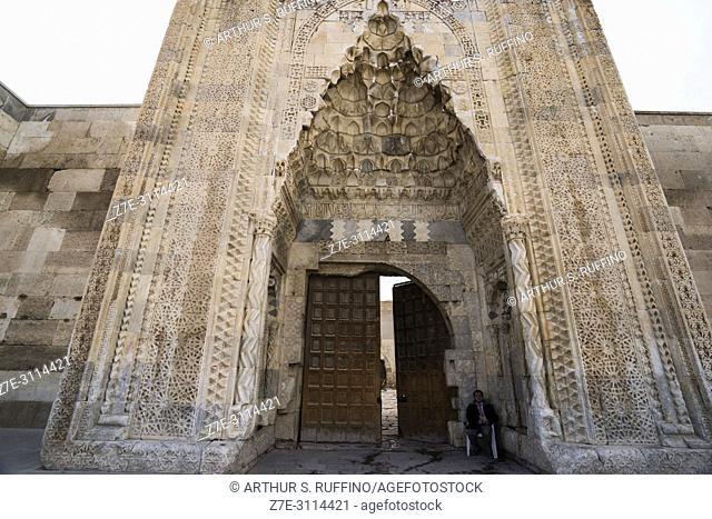 Entrance portal to the Caravanserai of Agzikarahan, 13th century caravan inn for merchants, Cappadocia, Turkey