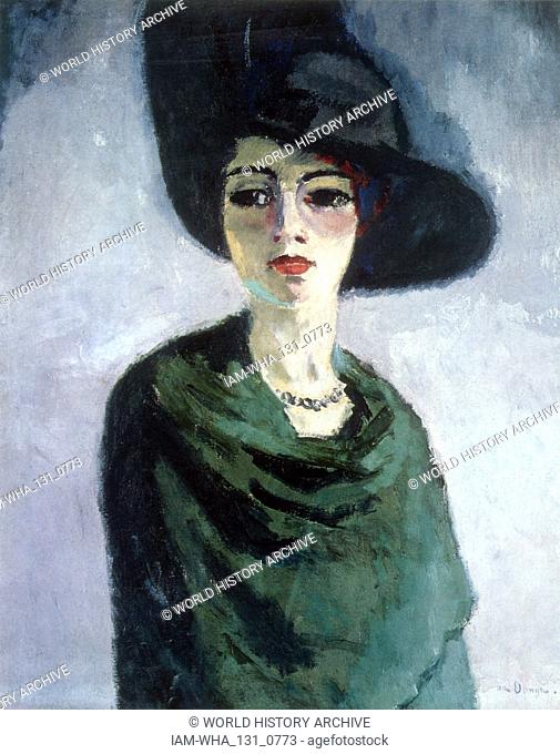 Woman in a black hat' 1908; Oil on canvas, by Kees van Dongen (1877 - 1968); Dutch-French painter, who was one of the leading Fauves