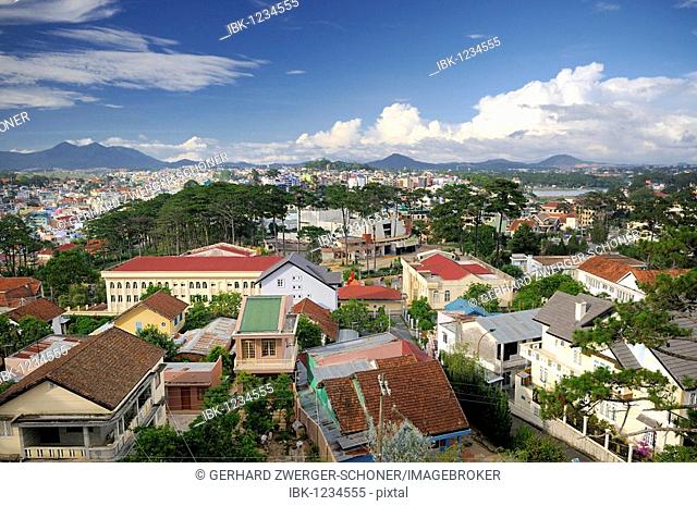 View over the rooftops of Dalat, Central Highlands, Vietnam, Asia