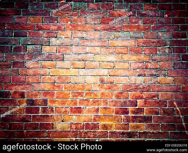 Dark brown and red old brick wall, background image