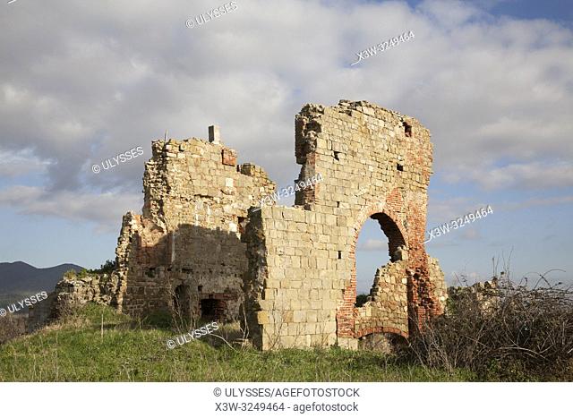 Abbey of St. Pancrazio al Fango, Isola Clodia, Diaccia Botrona natural reserve, Castiglione della Pescaia, province of Grosseto, Tuscany, Italy, Europe