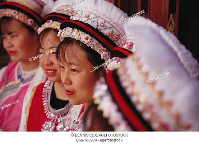 Young unmarried Bai women, Dali. Yunnan, China