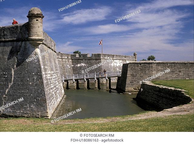 St. Augustine, fort, Florida, The Spanish fortress of Castillo de San Marcos National Monument in The Old City of Saint Augustine in the state of Florida