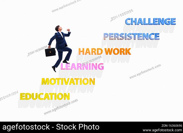 Businessman climbing the carrer ladder success factors