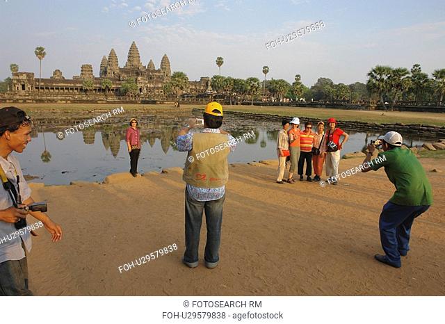 angkor, person, visiting, tourists, cambodia, people