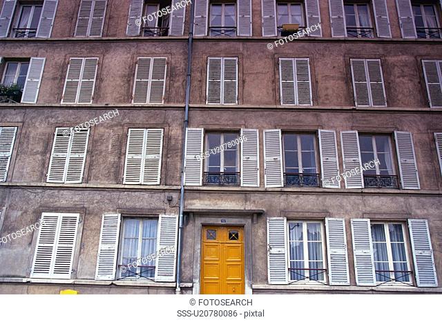 Image of a Parisian Apartment house With a Lot of Windows, Low Angle View, Front View, Paris, France