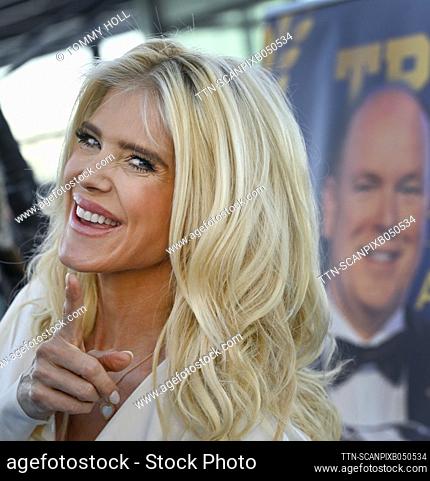MONACO 202204 Victoria Silvstedt aboard The tall ship Gotheburg in the port of Monte Carlo on Tuesday. The ship brought a work of art in the form of an elephant...