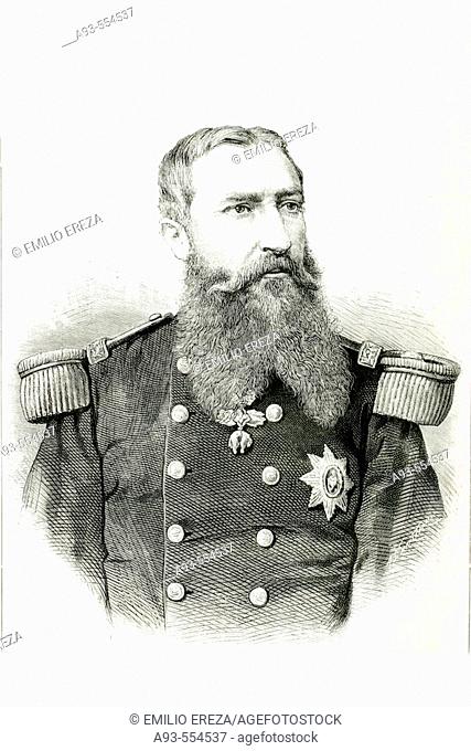 Leopold II (1835-1909), king of the Belgians. Drawing from 1885