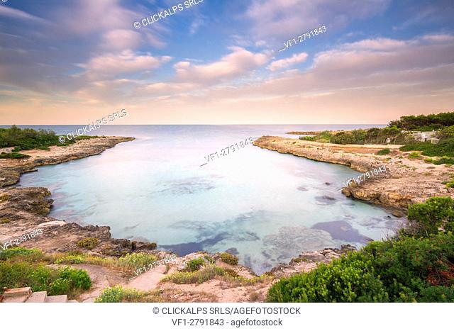 Europe, Italy, Salento beaches at sunrise, province of Taranto, Apulia