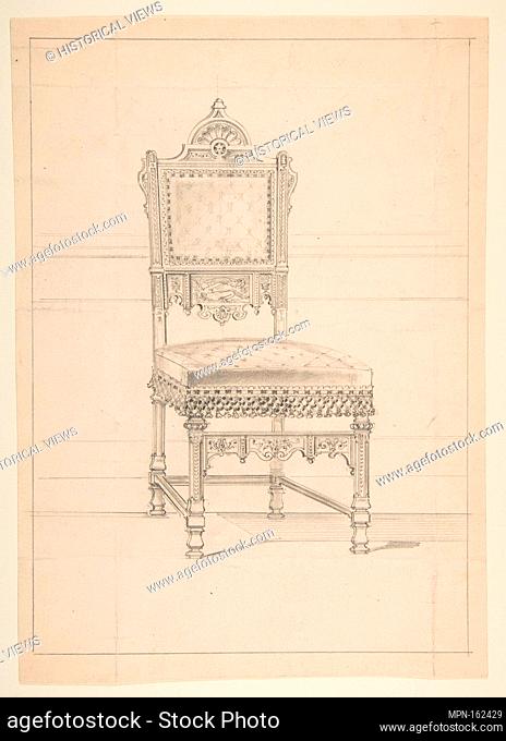 Wainscott Chair Design with a Panel Depicting Leda and the Swan. Artist: Anonymous, French, 19th century; Artist: Attributed to A