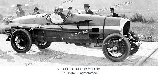 SF Edge in a Spyker car, 1922. Edge drove this car to set a 24 hour average speed record of 74.5 mph (120 kmh) at Brooklands in 1922