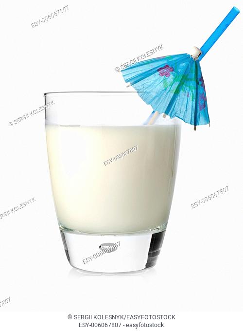 Milk cocktail in a glass isolated on a white background