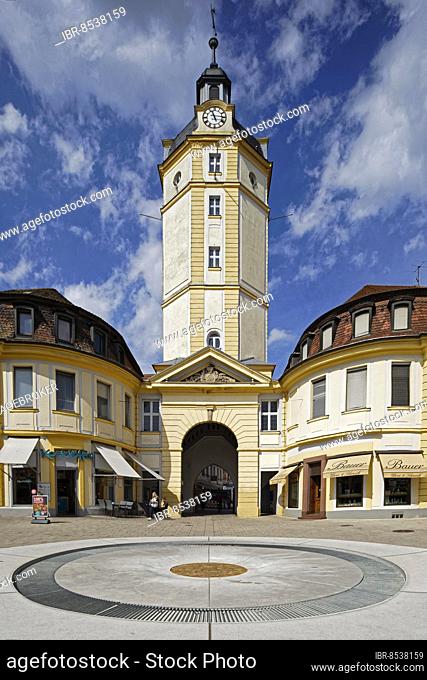 Herrieder Tor, 1712, 1757, 47 metres high, octagonal, tower, gate tower, tower clock, by master builder Johann David Steingruber, Uzstraße 30, Ansbach