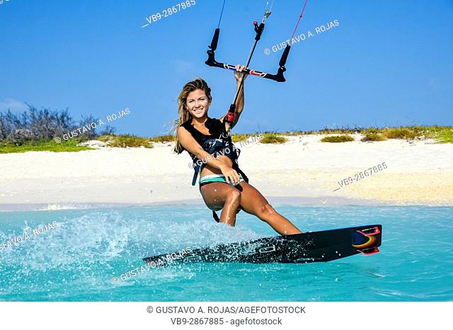 Woman, Young kite surfer navigation los roques venezuela