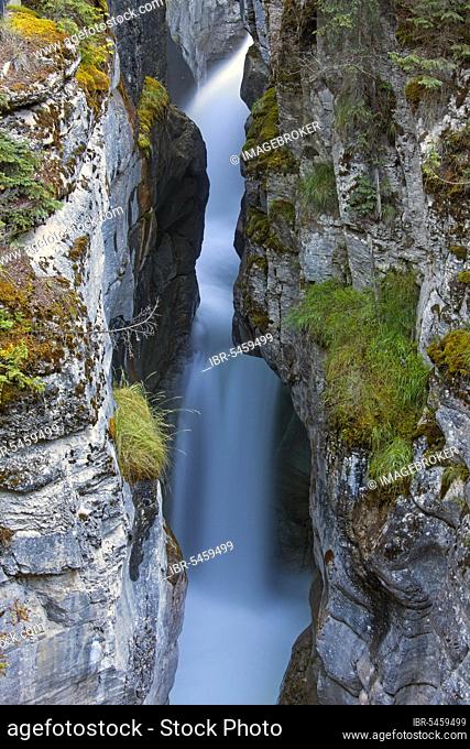 Waterfall in Maligne Canyon, Jasper National Park, Alberta, Canadian Rocky Mountains, Canada, North America