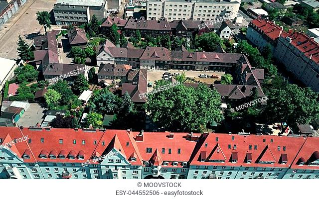 Aerial view of residential houses in Poznan