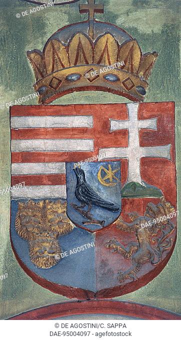 Coat of arms of King Matthias Corvinus, Matthias Church (13th-19th century), Pest, Budapest, Hungary