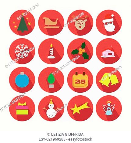 Set of Christmas icons with the main object of the feast