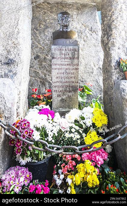 gravesite of allan kardec, founder of spiritism, pere lachaise cemetery, paris, ile de france, france
