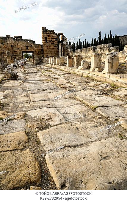 The Roman Road. Hierapolis. Ancient Greece. Asia Minor. Turkey