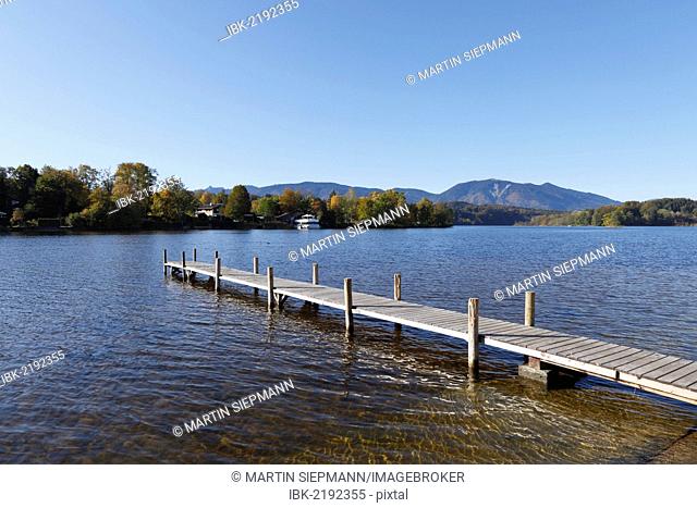 Staffelsee Lake, jetty in Seehausen, Blaues Land region, Upper Bavaria, Bavaria, Germany, Europe, PublicGround