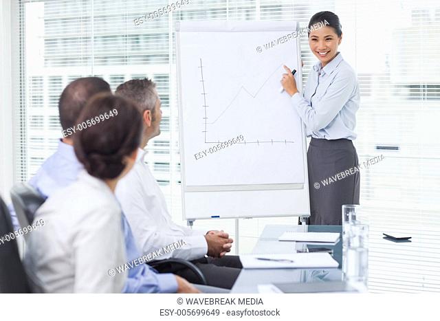Businesswoman giving presentation in front of her colleagues