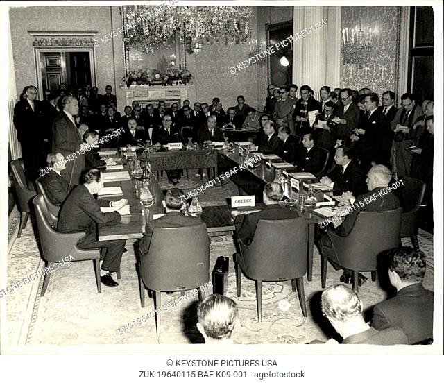 Jan. 15, 1964 - Cyprus conference opens at Marlborough House, London. Photo Shows: The scene as Commonwealth Secretary Mr
