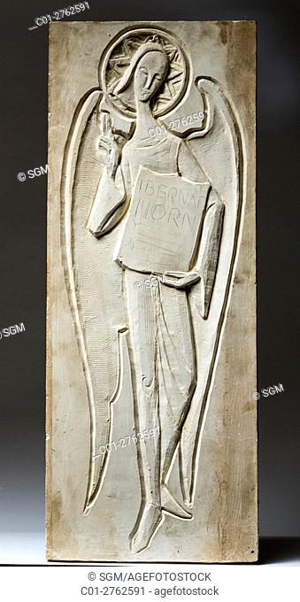 Archangel Gabriel, raw plaster model carving by French sculptor Jean Henninger