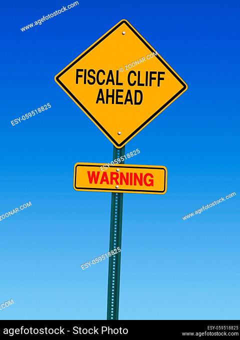 fiscal cliff ahead warning direction road sign