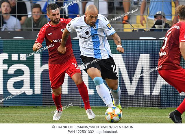 Timo GEBHART (TSV Munich 1860), action, duels versus Kevin .RODRIGUES PIRES (MS). Soccer 3. Liga, 1. matchday, TSV Munich 1860-Prussia Muenster 1-1, on 19
