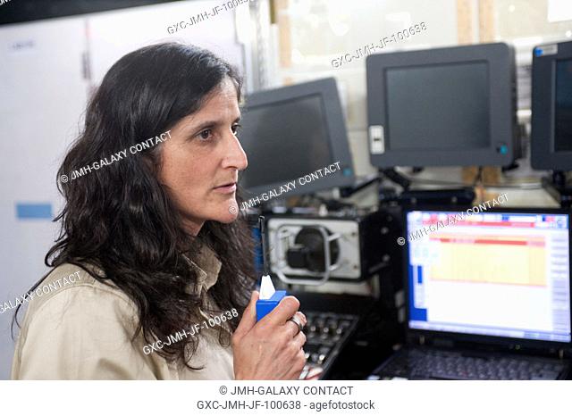 NASA astronaut Sunita Williams, Expedition 32 flight engineer and Expedition 33 commander, participates in an emergency scenario training session in an...