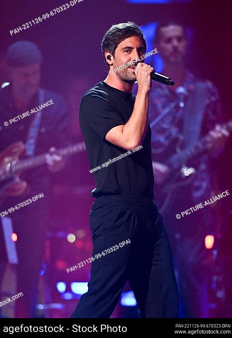 PRODUCTION - 12 October 2022, Saxony, Leipzig: German singer and songwriter Max Giesinger performs in the ARD entertainment show ""Your Songs""