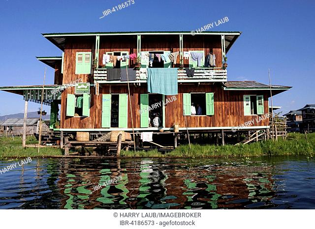 Traditional stilt house in the Inle Lake, Shan State, Myanmar