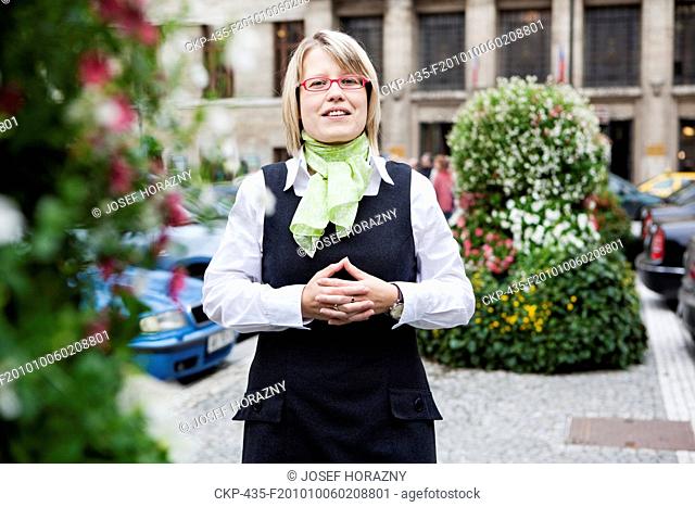 Petra KOLINSKA, leader of the Green Party in municipal elections 2010 in Prague, pictured in front of Prague Municipal House on Wednesday, September 29