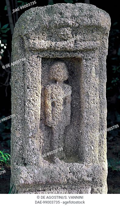 Votive stele, Tophet (sanctuary) Phoenician-Punic Tanit and Baal Hammon, Archaeological Site of Carthage (Unesco World Heritage List, 1979), Tunisia