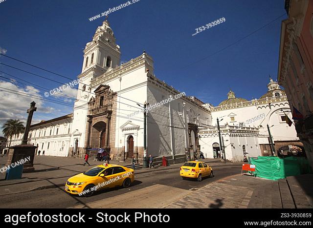 View to the Iglesia De Santo Domingo Church in the historic center, Quito, Ecuador, South America