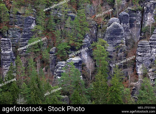 Bastei¶ÿrock formation in Elbe Sandstone Mountains