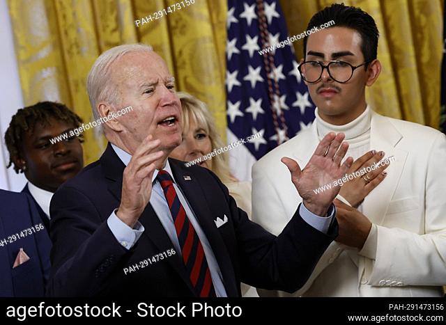 United States President Joe Biden speaks after signing an executive order during a Pride Month event in the East Room of the White House in Washington, D