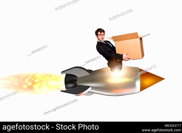 Man in delivery service isolated on white background