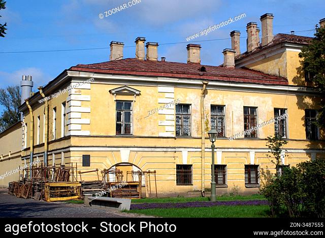 Old yellow building in Petropavlovskaya krepost, St-Petersburg, Russia