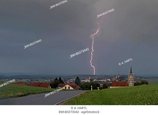 lightning in a woodland at daylight , Germany, Bavaria, Alpenvorland