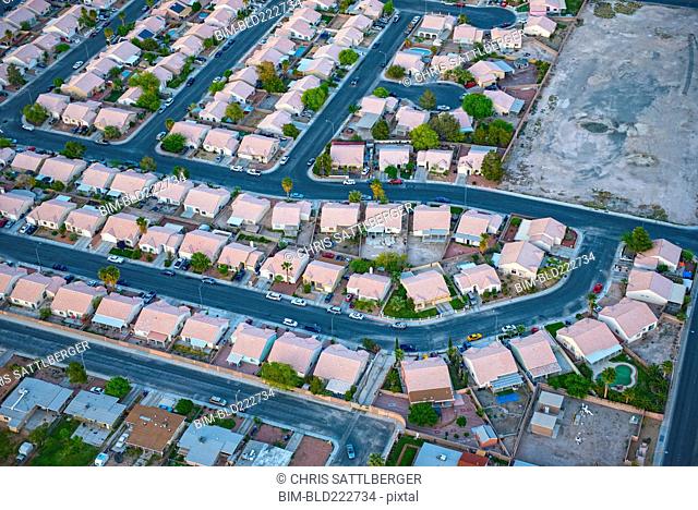Aerial view of suburban houses, Las Vegas, Nevada, United States