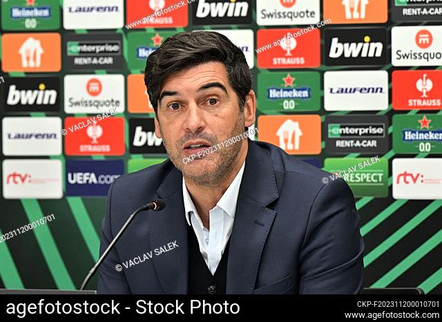 Paulo Fonseca - coach of Lille attends a news conference before the Football European Conference League 4th round match Slovan Bratislava vs