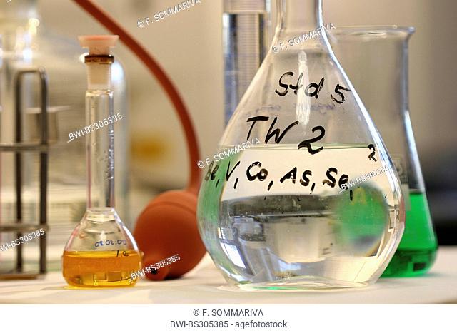 Erlenmeyer flask in laboratory