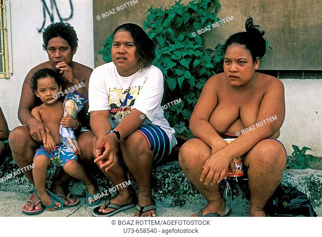 Women and children from the islands of Yap state in Micronesia