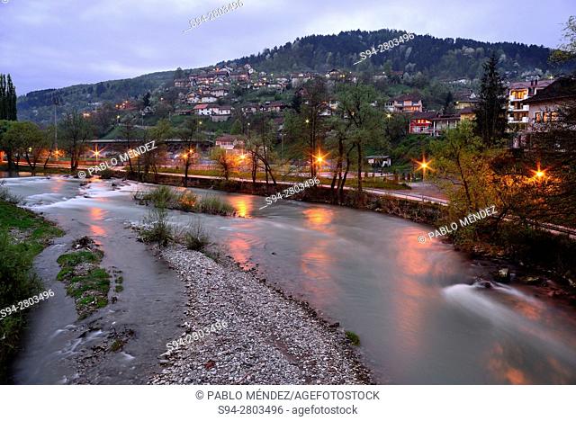 View of Cehotina river in Foca, Bosnia and Herzegovina
