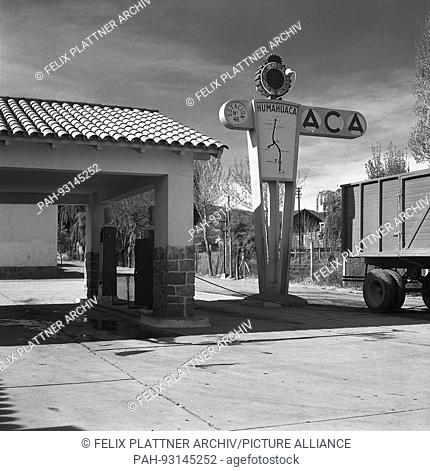 Gas station of the Argentine Automobile Club, Humahuaca (Jujuy), Argentina, 1957. | usage worldwide. - Villazon (Potosi)/Bolivia